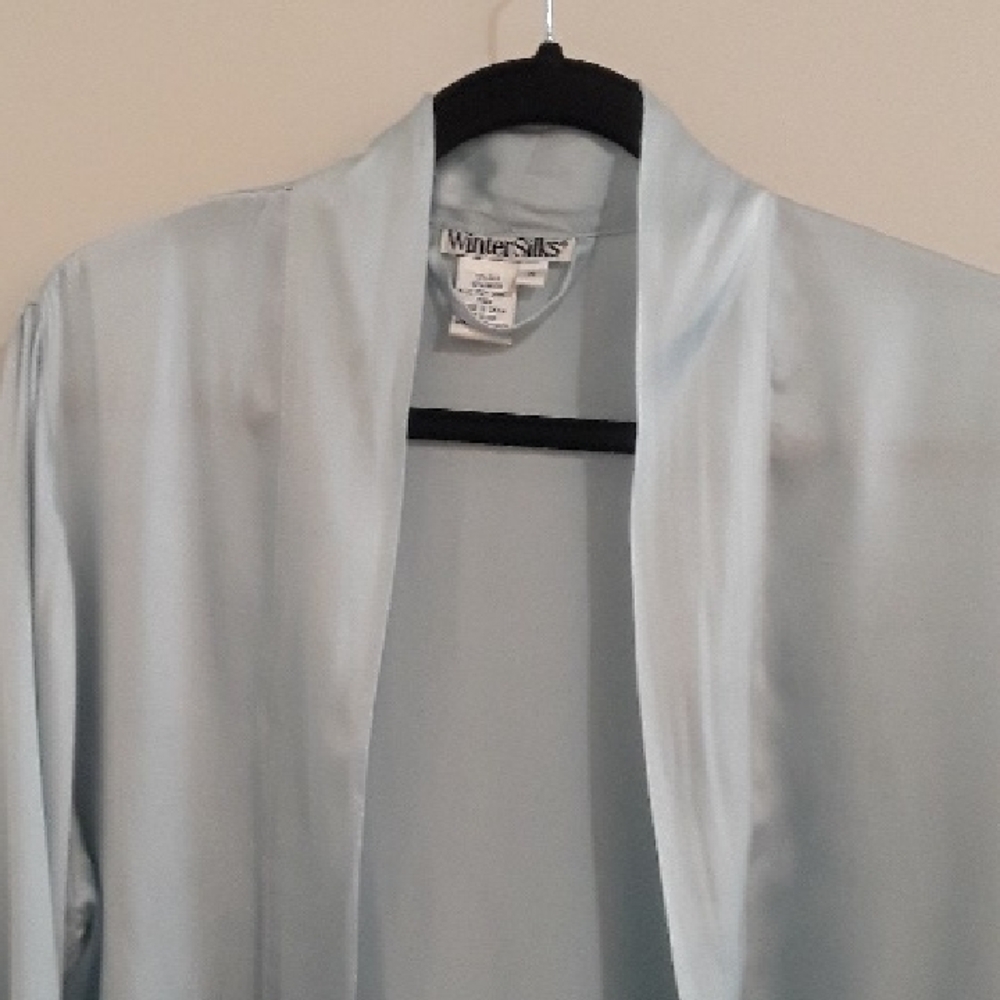Winter Silks Soft Blue Open Blouse, So cute over camisole, Flowy, M - Picture 5 of 10